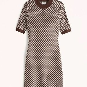 Abercrombie & Fitch Brown and White Checkered Knit Dress